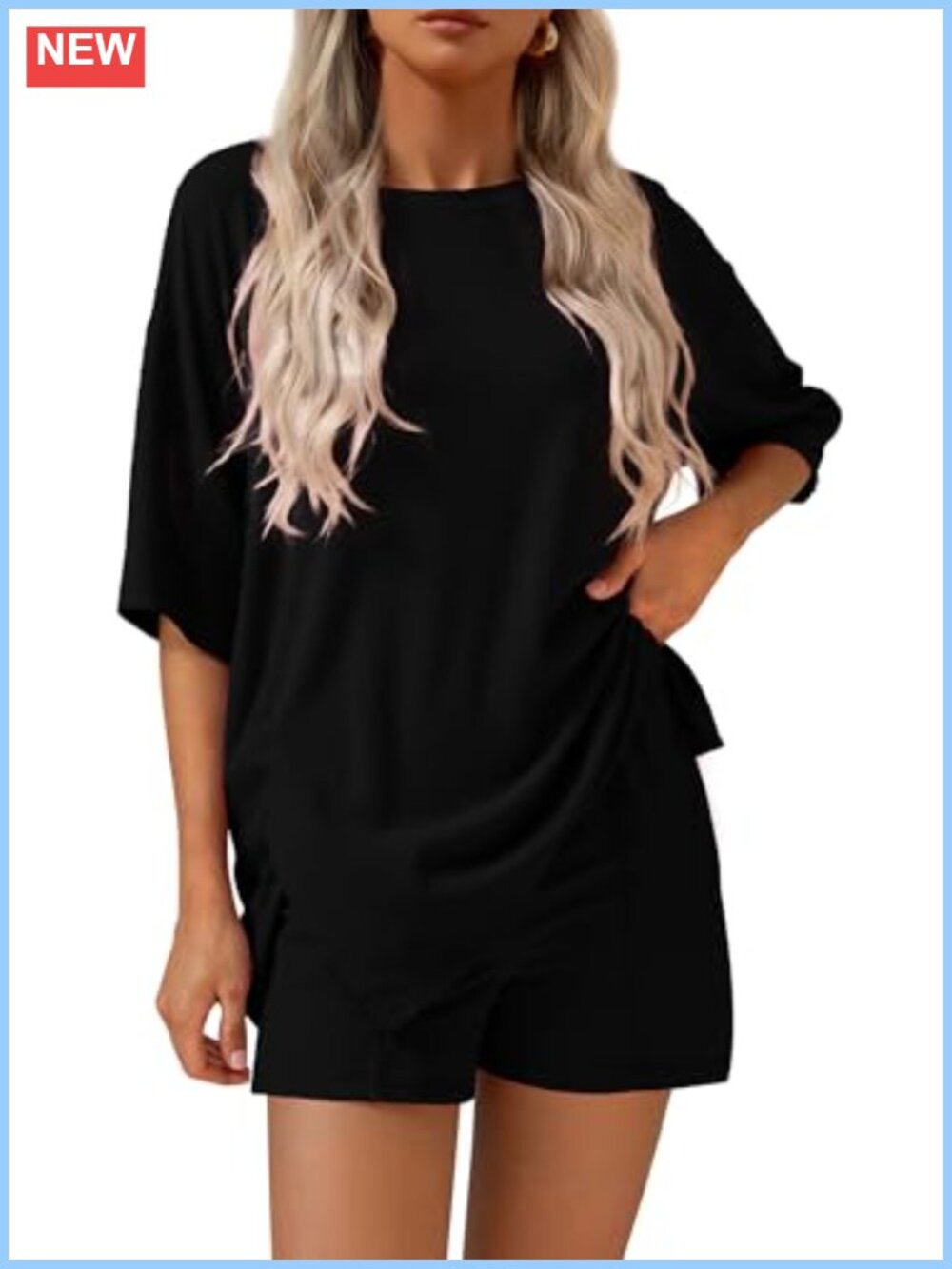 Women's 2 Piece Lounge Set Short Sleeve Top & Drawstring Shorts